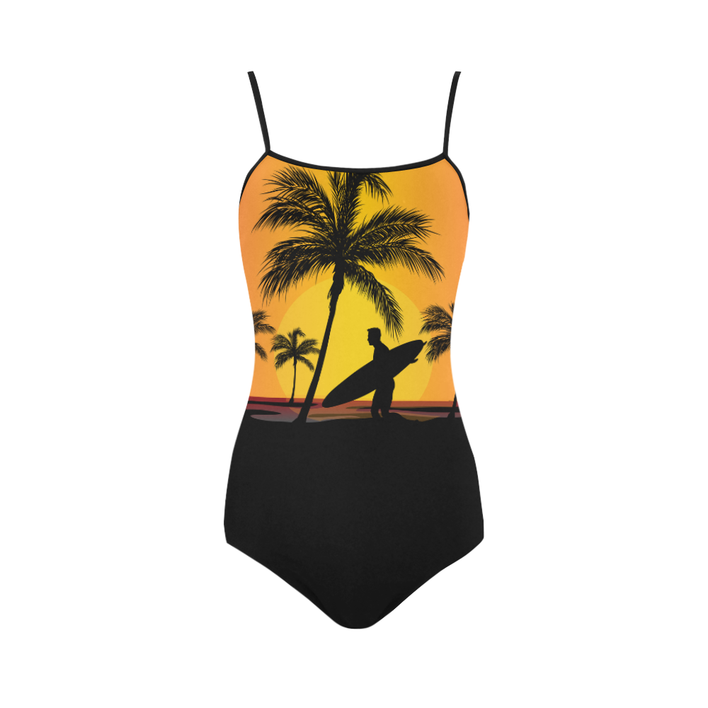 Tropical Surfing In Paradise at sunset Strap Swimsuit ( Model S05)