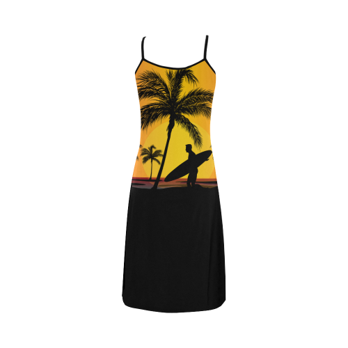 Tropical Surfer at sunset in paradise Alcestis Slip Dress (Model D05)