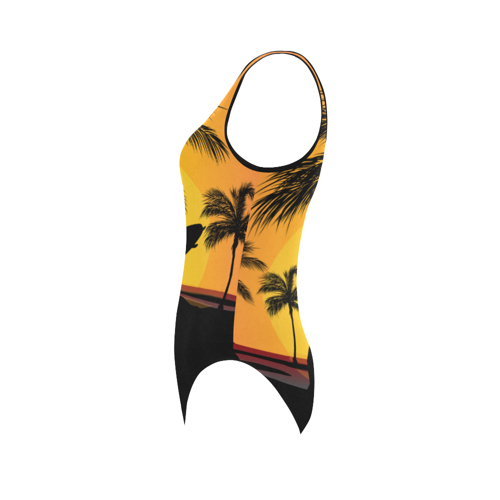 Surfing at Sunset Vest One Piece Swimsuit (Model S04)