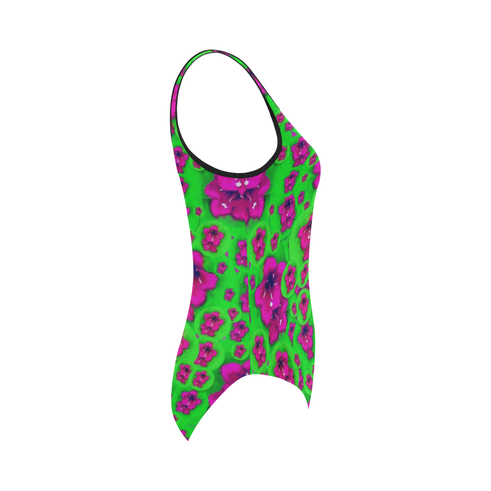 Fantasy Valentine in floral love and peace time Vest One Piece Swimsuit (Model S04)