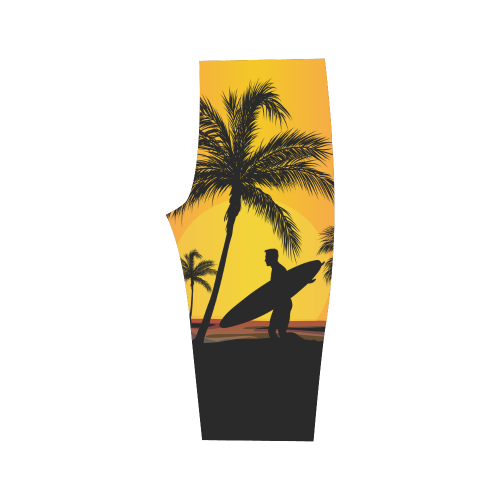 Tropical Surfer at Sunset Hestia Cropped Leggings (Model L03)