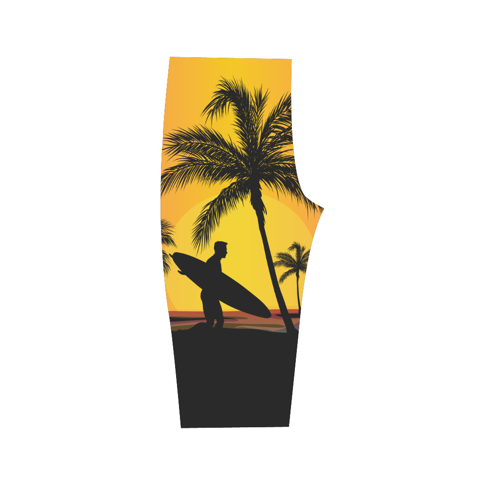 Tropical Surfer at Sunset Hestia Cropped Leggings (Model L03)