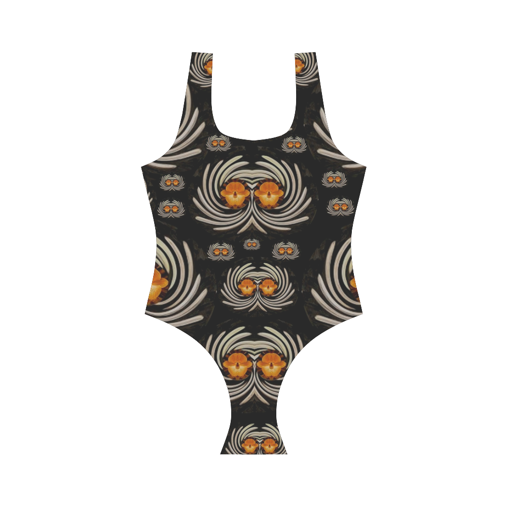 Decorative seeds and orchids Vest One Piece Swimsuit (Model S04)