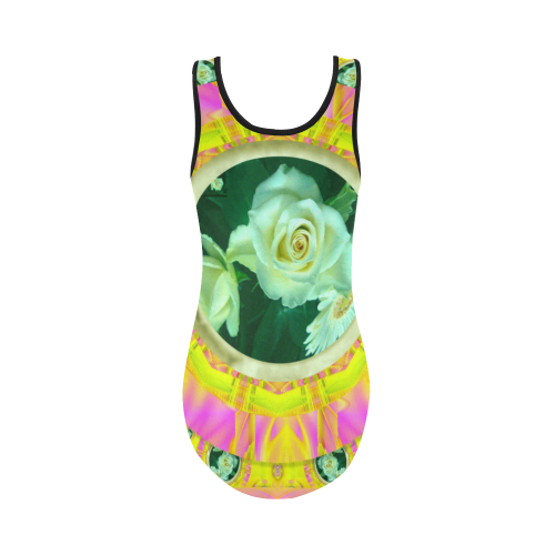 Flowery rainbow with roses Vest One Piece Swimsuit (Model S04)