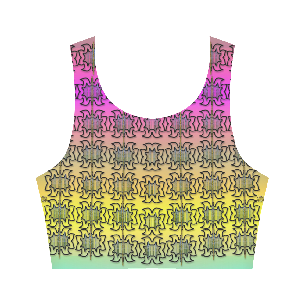 Butterflyes and decorative flowers reach the sky Women's Crop Top (Model T42)