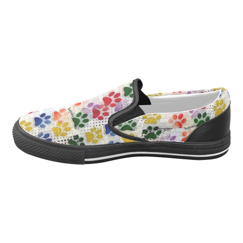 On silent paws by Nico Bielow Men's Unusual Slip-on Canvas Shoes (Model 019)