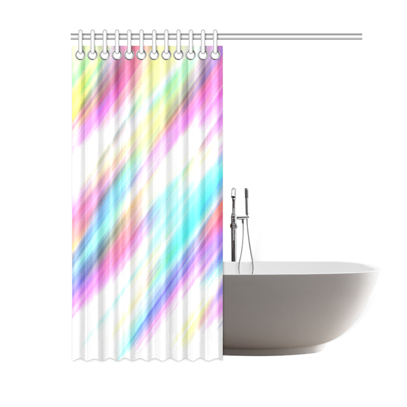 Rainbow Stripe Abstract Shower Curtain 60"x72"