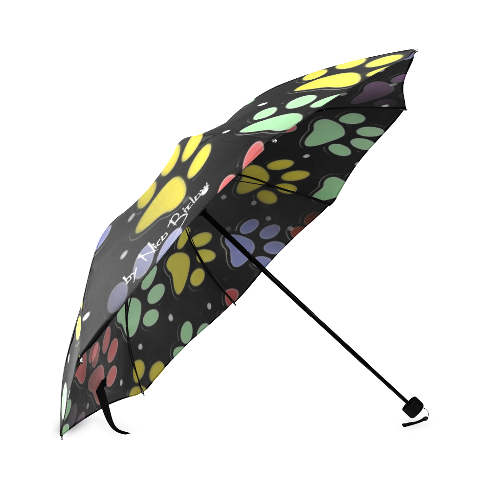 On silent paws black by Nico Bielow Foldable Umbrella (Model U01)