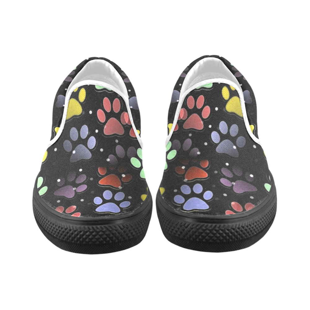 On silent paws black by Nico Bielow Women's Unusual Slip-on Canvas Shoes (Model 019)