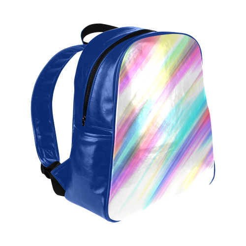 Rainbow Stripe Abstract Multi-Pockets Backpack (Model 1636)