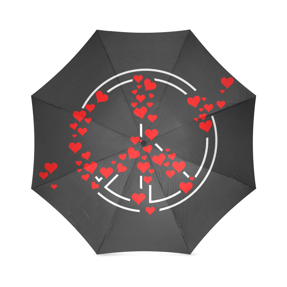 Peace Symbol with Hearts VAS2 Foldable Umbrella (Model U01)
