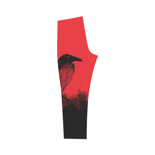 Black Raven on Red VAS2 Capri Legging (Model L02)