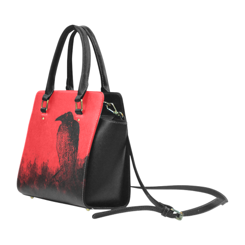 Black Raven on Red VAS2 Classic Shoulder Handbag (Model 1653)