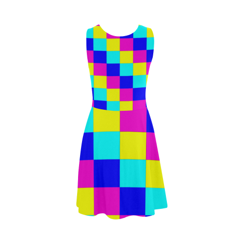 Multicolored Squares 4 Atalanta Sundress (Model D04)