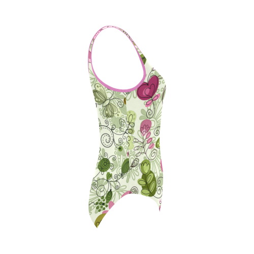 doodle flowers Vest One Piece Swimsuit (Model S04)