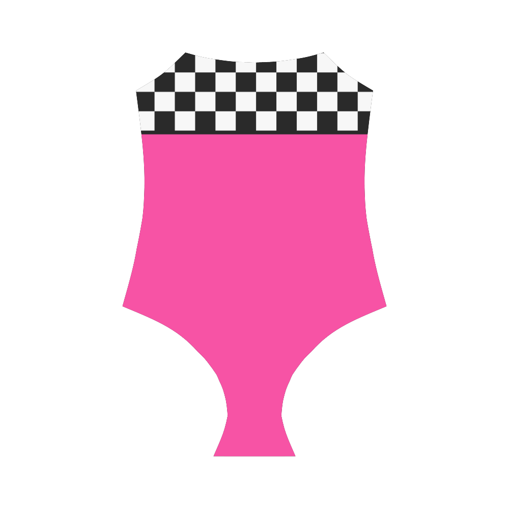 Checker on Pink VAS2 Strap Swimsuit ( Model S05)