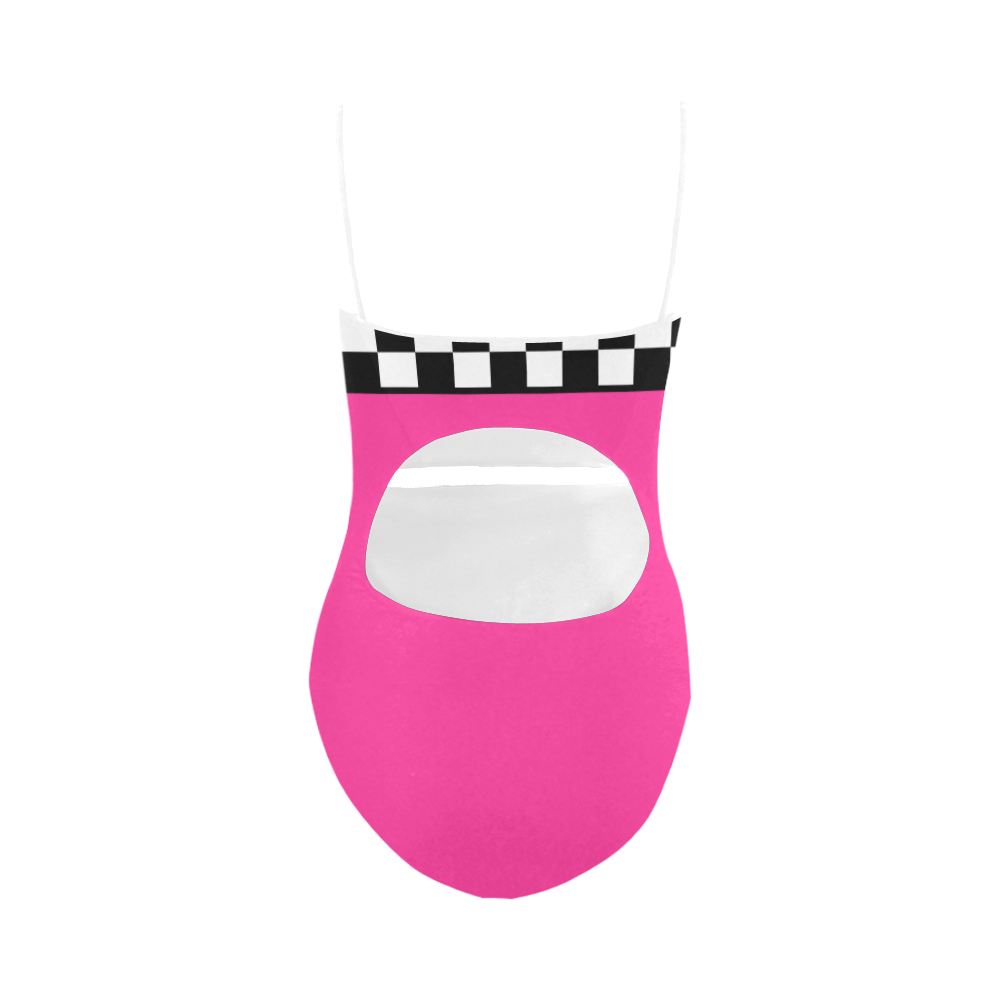 Checker on Pink VAS2 Strap Swimsuit ( Model S05)