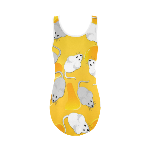 mice on cheese Vest One Piece Swimsuit (Model S04)