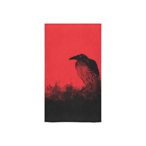 Black Raven on red Custom Towel 16"x28"
