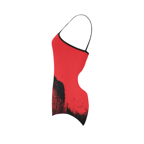 Black Raven on Red VAS2 Strap Swimsuit ( Model S05)