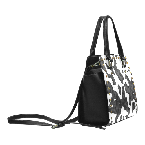 Black & White Spots VAS2 Rivet Shoulder Handbag (Model 1645)