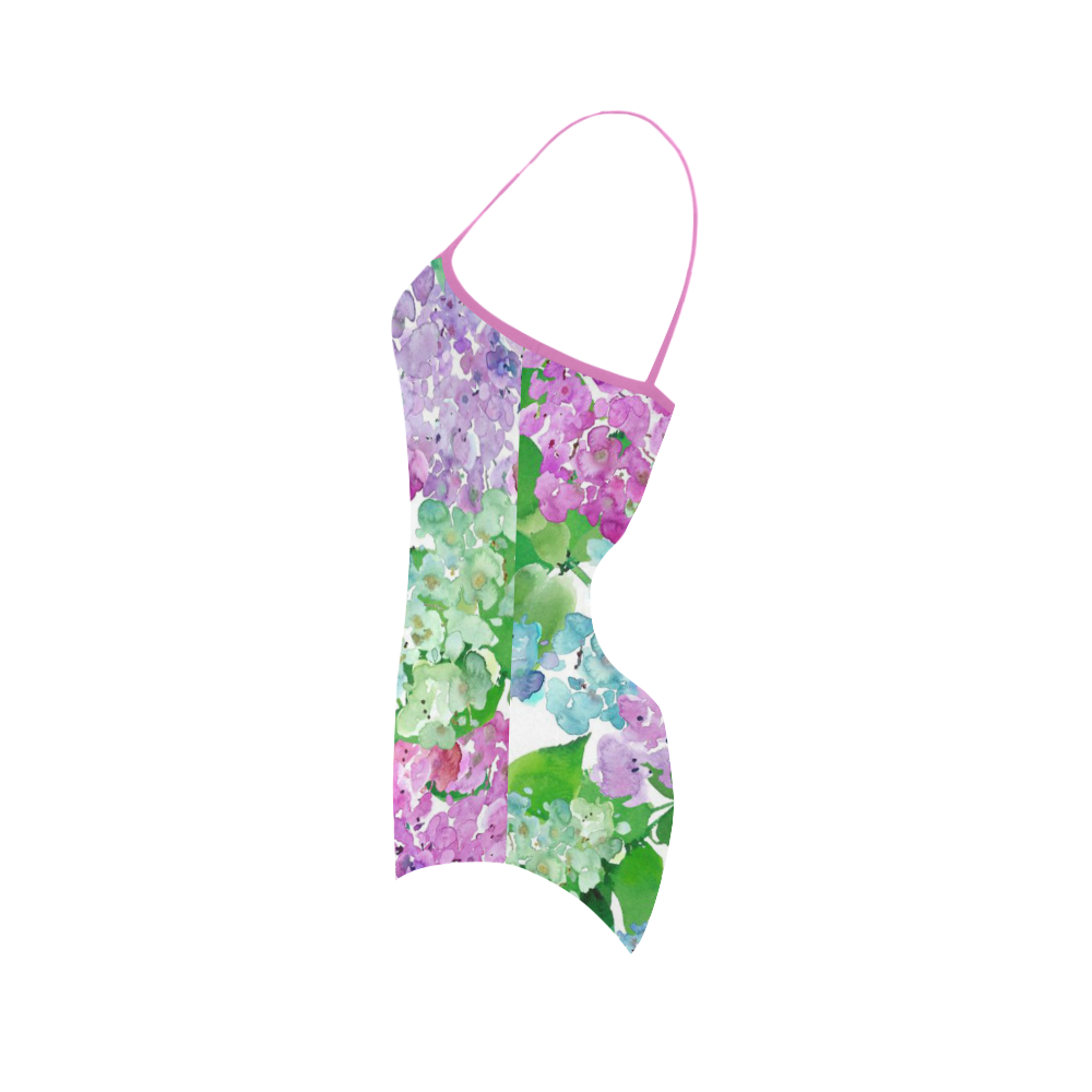 Watercolor Hydrangea Strap Swimsuit ( Model S05)