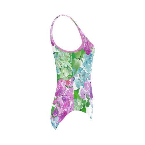 Watercolor Hydrangea Vest One Piece Swimsuit (Model S04)