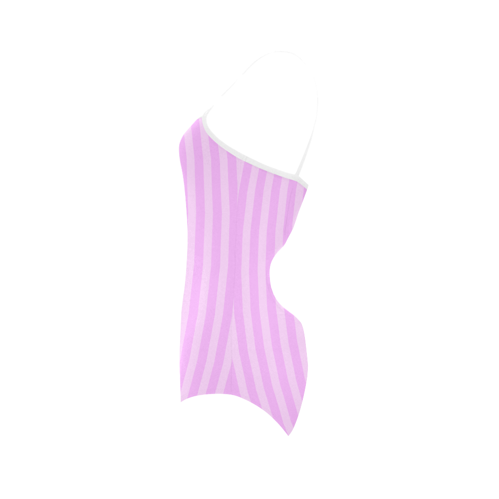 Baby Pink Stripes VAS2 Strap Swimsuit ( Model S05)