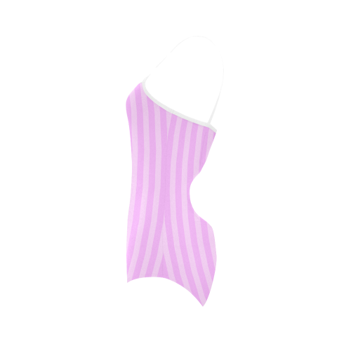 Baby Pink Stripes VAS2 Strap Swimsuit ( Model S05)