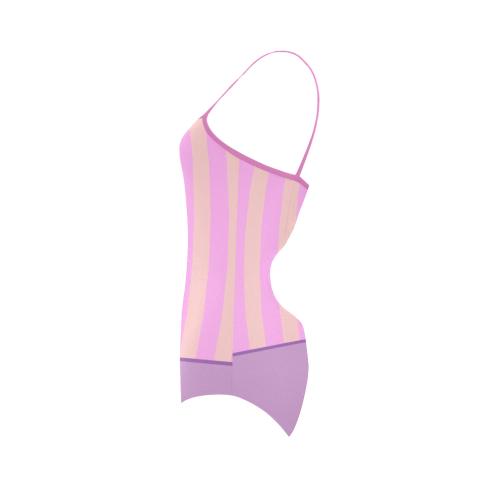 Pink Stripes Strap Swimsuit ( Model S05)
