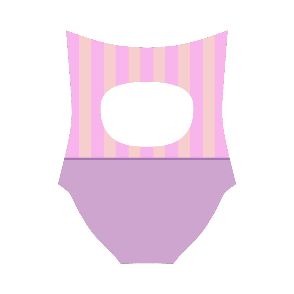 Pink Stripes Strap Swimsuit ( Model S05)