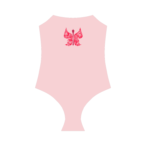 Crimson & Floral Butterfly VAS2 Strap Swimsuit ( Model S05)