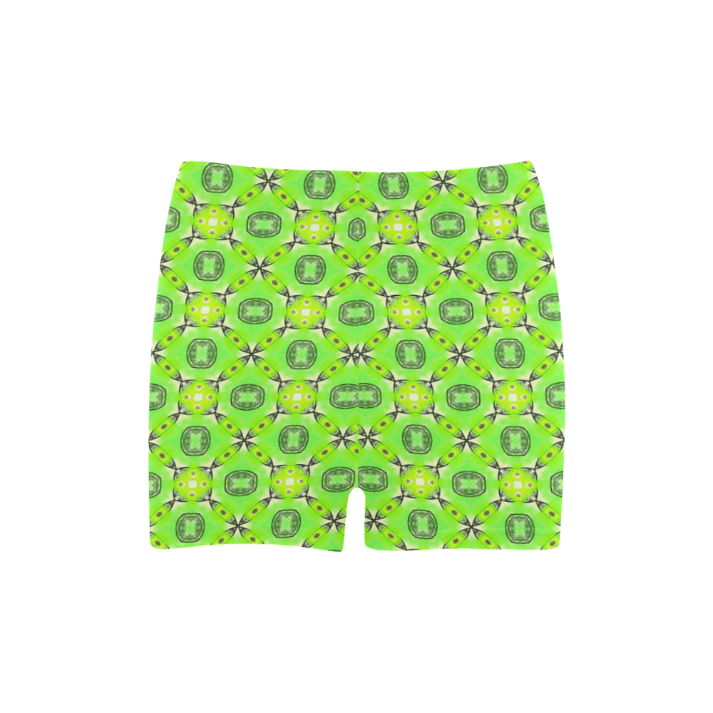 Vibrant Abstract Tropical Lime Foliage Lattice Briseis Skinny Shorts (Model L04)