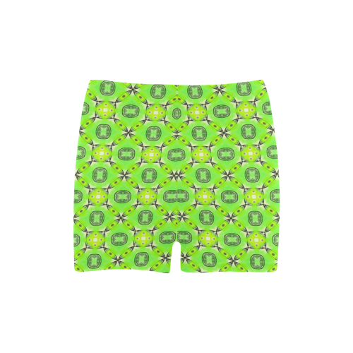 Vibrant Abstract Tropical Lime Foliage Lattice Briseis Skinny Shorts (Model L04)