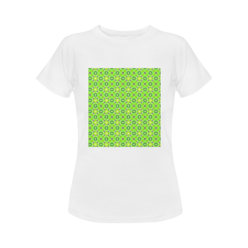 Vibrant Abstract Tropical Lime Foliage Lattice Women's Classic T-Shirt (Model T17）