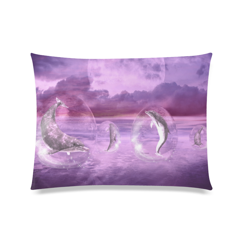 Dream Of Dolphins Custom Zippered Pillow Case 20"x26"(Twin Sides)