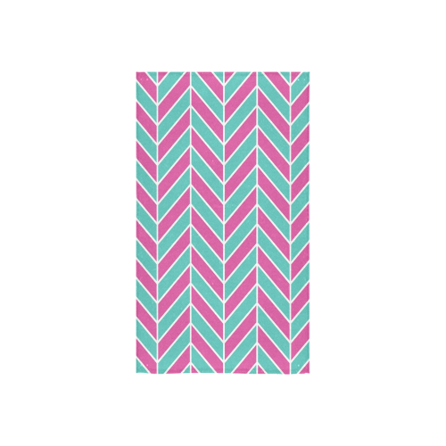 Pink White Turquoise Herringbone Custom Towel 16"x28"