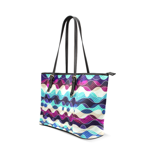 Marine Seamless Pattern Leather Tote Bag/Small (Model 1640)