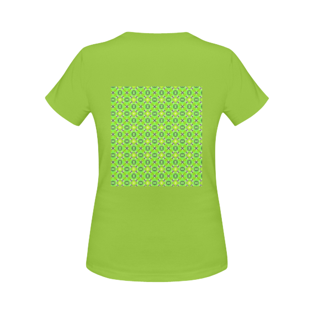 Vibrant Abstract Tropical Lime Foliage Lattice Green Women's Classic T-Shirt (Model T17）