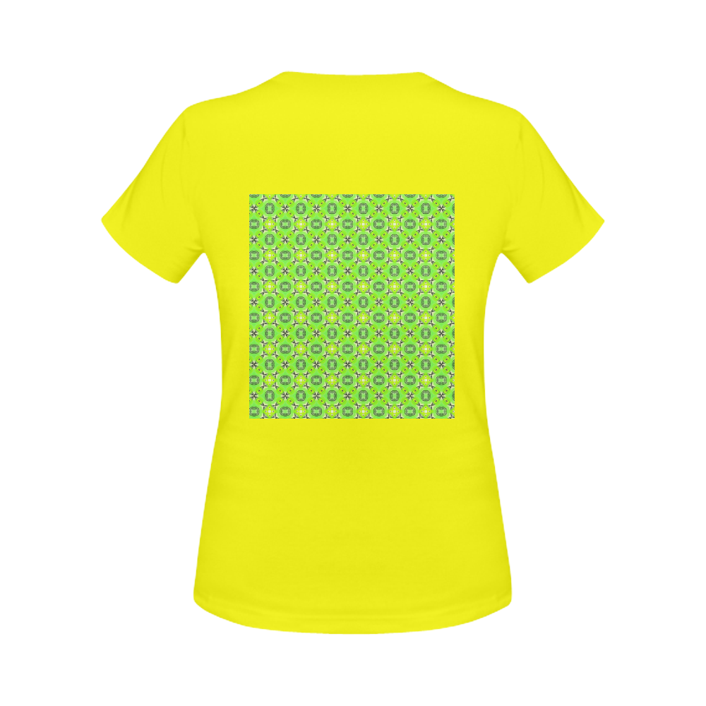 Vibrant Abstract Tropical Lime Foliage Lattice Yellow Women's Classic T-Shirt (Model T17）