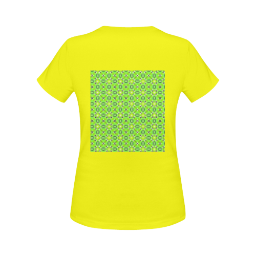 Vibrant Abstract Tropical Lime Foliage Lattice Yellow Women's Classic T-Shirt (Model T17）