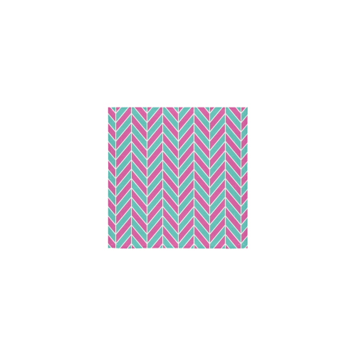 Pink White Turquoise Herringbone Square Towel 13“x13”