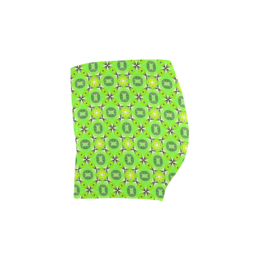 Vibrant Abstract Tropical Lime Foliage Lattice Briseis Skinny Shorts (Model L04)