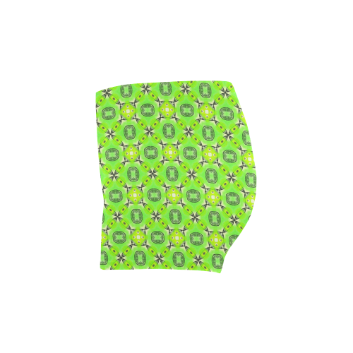 Vibrant Abstract Tropical Lime Foliage Lattice Briseis Skinny Shorts (Model L04)