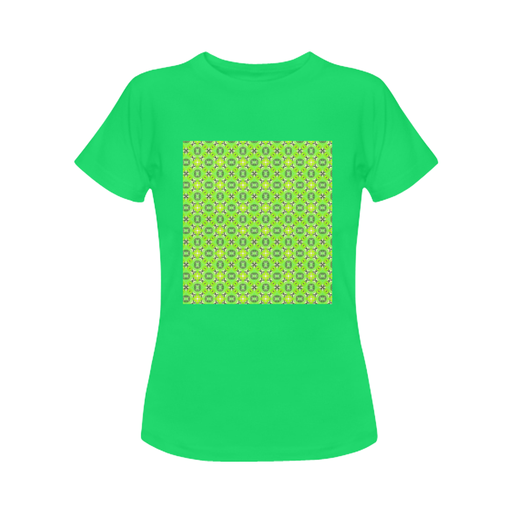 Vibrant Abstract Tropical Lime Foliage Lattice Lime Women's Classic T-Shirt (Model T17）
