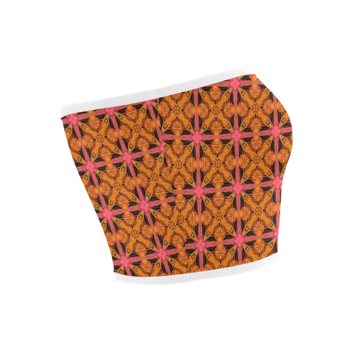 Peach Lattice Abstract Pink Snowflake Star Bandeau Top