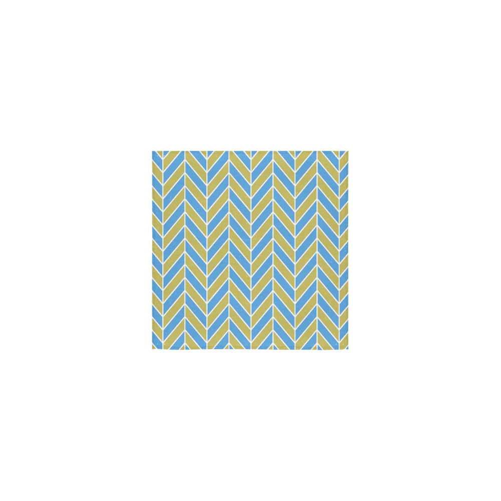 Blue White Gold Herringbone Square Towel 13“x13”