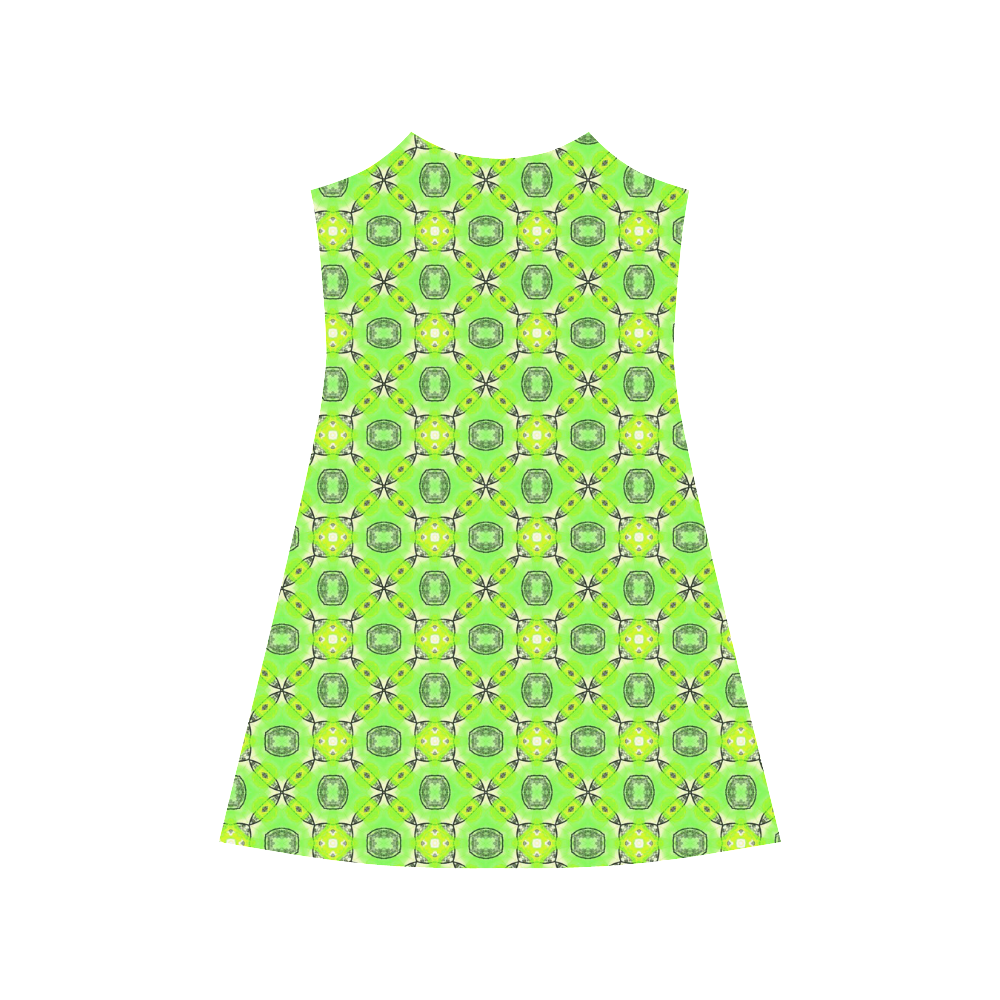 Vibrant Abstract Tropical Lime Foliage Lattice Alcestis Slip Dress (Model D05)