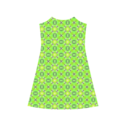 Vibrant Abstract Tropical Lime Foliage Lattice Alcestis Slip Dress (Model D05)