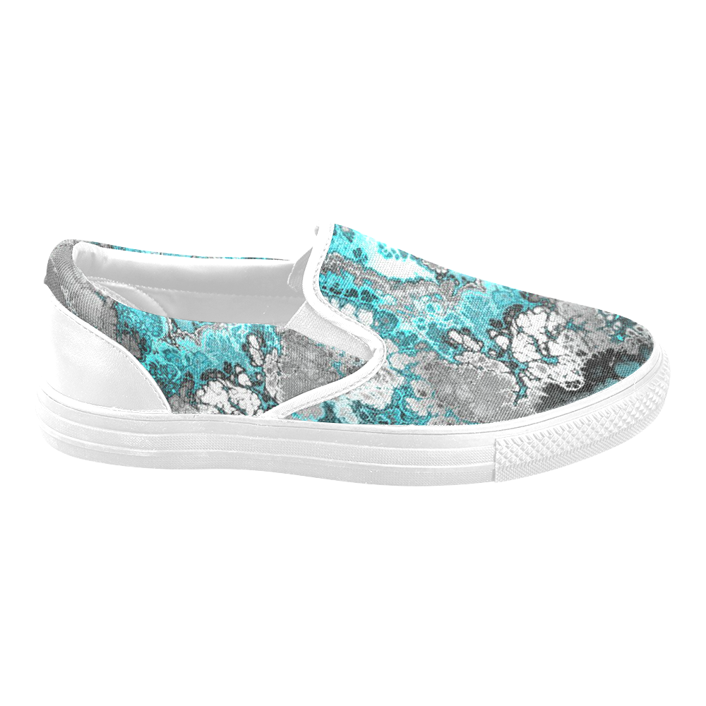 awesome fractal 30 Women's Unusual Slip-on Canvas Shoes (Model 019)